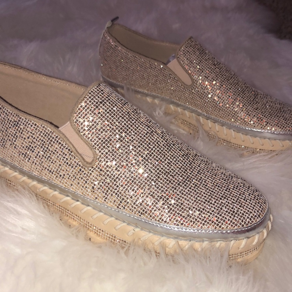 Unique sparkly gold loafers brand new